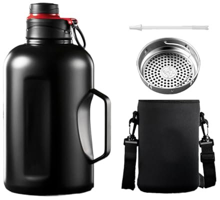Edelstahl-Wasserflasche | Metall-Wasserflaschen, 1500 ml, doppelwandige Vakuumisolierung mit Strohhalm | Reise-Trinkflasche, auslaufsicherer Becher mit Flaschenträger für die Heimreise