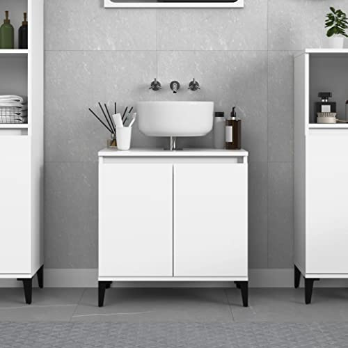 Myheimly Waschbeckenunterschrank Eichen-Optik 58x33x60 cm,Weiß