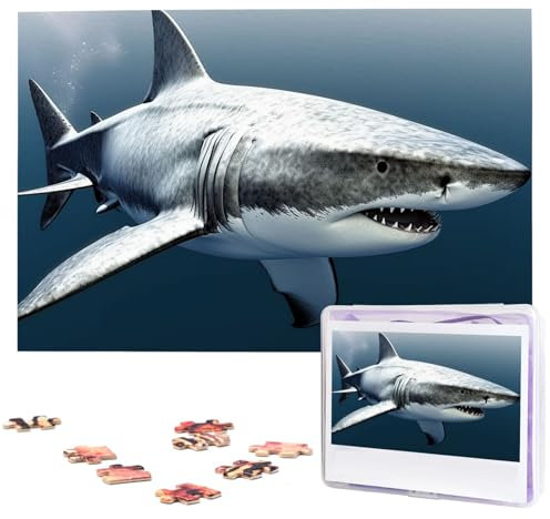 Puzzle für Erwachsene 1000 Teile Holzpuzzle Moderne Kunst Puzzle 3D Hai Fisch Herausfordernde Puzzles Benutzerdefinierte Bilderpuzzle Personalisiertes Fotopuzzle für Geschenk Familie