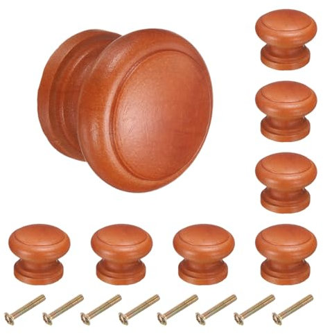 QUARKZMAN 8 Stück runde Holzknöpfe, 28mm/1,1 Pilzform Küchenschrankknöpfe Einzel Loch Schubladenzuggriff Möbelgriffe Dekorative Möbel für Schublade Kommode Kleiderschrank, Khaki