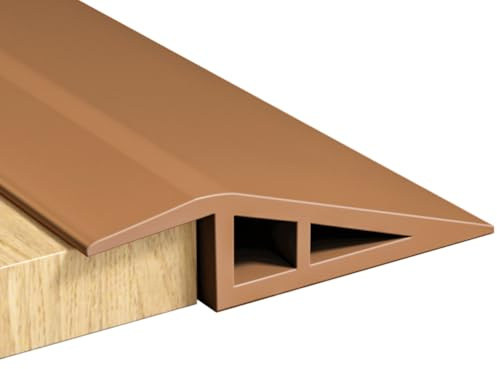 RANJIMA Übergangprofil Selbstklebend, PVC Türschwellen Leiste, Übergangsleiste Boden Höhenausgleich Abdeckleiste für Parkettböden Laminate Schwellen, Bodenprofil, Türschwelle zum Kleben 2M×5cm, Braun