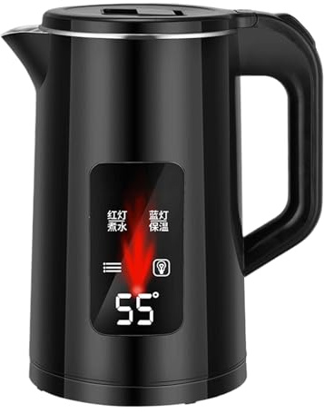 Wasserkocher Edelstahl 1.5 Liter LED-Anzeige Elektrischer Teekocher 1500W BPA-Frei Edelstahl Glaswasserkocher Teekessel 55-60°C Warmhaltefunktion Für Familienfeiern, Schlafzimmer
