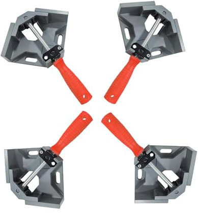 4 Stück Winkelspanner 90 Grad - Aluminium-Legierung Eckspanner Mit Swing Kiefer, Single Handle Winkelklemme für Holz,Legierung Eckspanner für Holzbearbeitung,Engineering,Fotorahmen und mehr