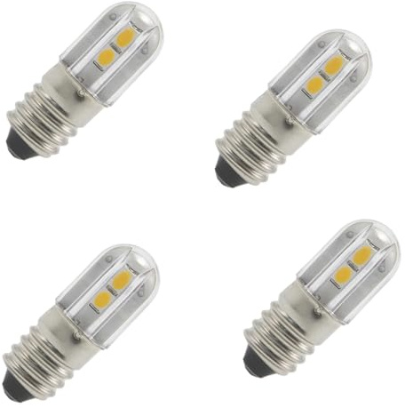 MeetUs DC E10 Birnen,4 Stück 6 Volt 1W 100LM 3000K Warmweiß Ersatzbirnen Miniatur Schraub LED Lampen Licht Lampen (Warmweiß（3000k）, 6V)