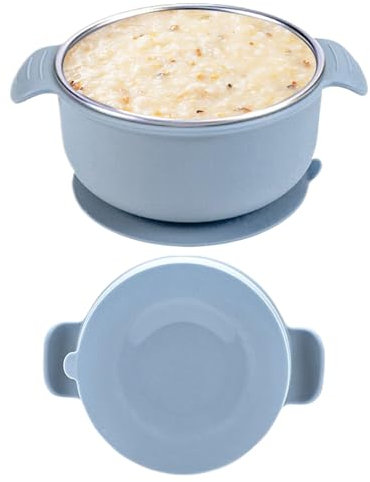 Générique Babymatskål - Barnskål med sugkopp mot spill, skållfria tallrikar i rostfritt stål för matdiversifiering och snacks