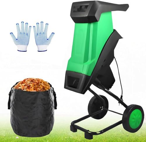 Drmoxin 2400W Electric Garden Shredder, Compost Shredder 4500RPM Portable Wood Chipper with 50L Collection Bag,39mm Cutting Capacity,for Shredding Hedge Scrap