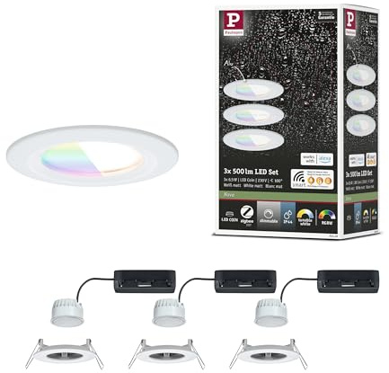 Paulmann 92449 LED Einbauleuchte Nova Coin IP44 rund 78mm RGBW+ 3x6W 3x500lm 230V Weiß matt Alu Druckguss