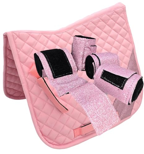 Tysons Breeches Glitzer Schabracke mit Bandagen Set Rosa Rot Hellblau Lila Braun Schwarz Glitzerschabracke Glitzerbandagen Minishetty Shetty Welsh Setpreis (Rosa, Minishetty)
