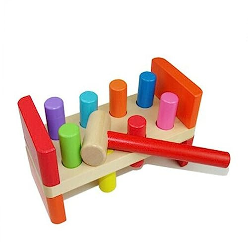 Gogogmee Wooden Hammer Pounding Bench Educational Toy for Toddlers Early Learning Fine Motor Skill Development Color Recognition Preschool Activity