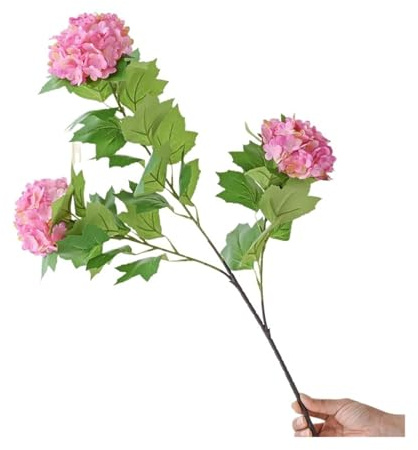ROEUIPG Bouquet di ortensie artificiali a 3 teste, fiori di ortensia finti in seta, fiori estivi for la casa, centrotavola for matrimoni, decorazioni for feste(Pink)