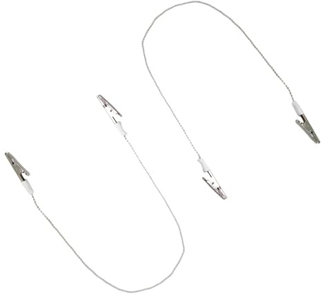 Yowfond 2 Stück Serviettenketten mit Clip, Edelstahl Serviettenhalter mit Klammern, Silber Lätzchenkette für Erwachsene, Senioren und Kinder, 19 Zoll Metall Serviettenklammer