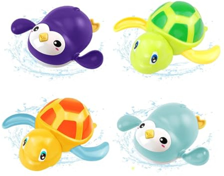EJRUP 4 Stück Baby Badespielzeug, Wasserspielzeug Kinder,Badewanne Pool Spielzeug,Badewannenspielzeug Schildkröten,Badewanne Pool Spielzeug für Jungen, Mädchen