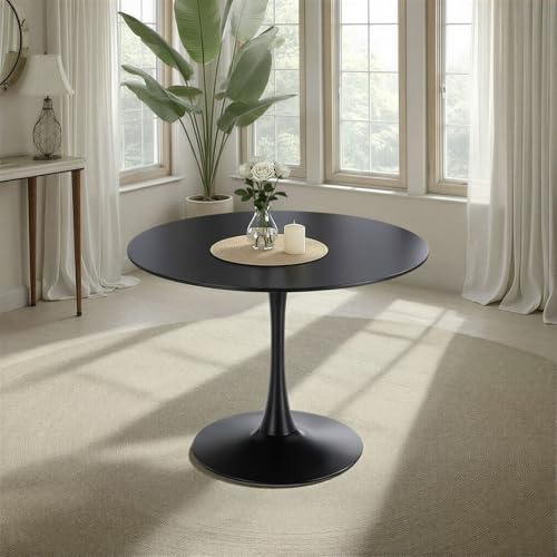 IDIMEX Esstisch Loire, rund 100 cm, Schwarz - Esszimmertisch mit Tulpenfuß, runder Küchentisch aus lackiertem MDF, ideal für kleine Essbereiche, modernes Design, pflegeleicht und robust