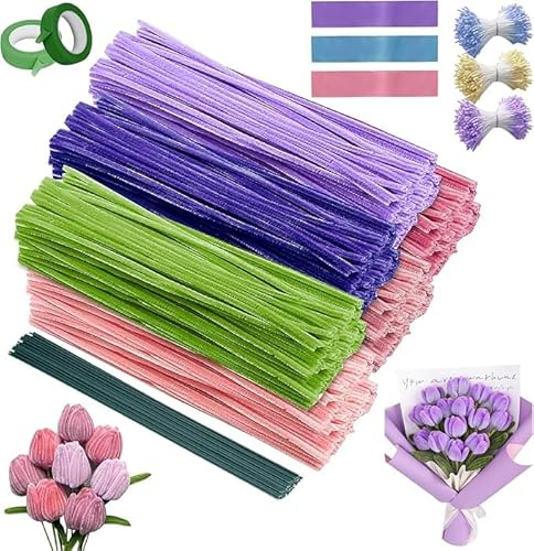 600 Piezas Limpiapipas,6 Colores Manualidades Limpia Pipas,30cm
