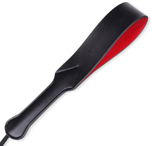 Paddle FOPS SM – Erotico paddle in pelle 45,5 cm Nero/Rosso per spanking BDSM e bondage | Sex toy per coppie, flogger per sesso, spanking, bondage accessori B71