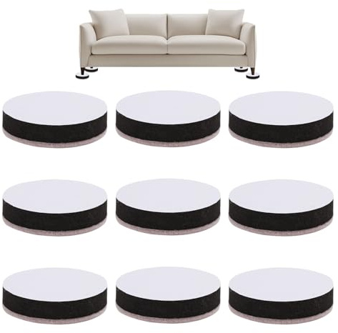 9 Pièces Rehausseur de Meuble Autocollant Rond 6,3 cm, Patin en Feutre avec Noyau EVA, Antidérapant et Réduction du Bruit, Protection de Sol, pour Canapé, Lit, Table, Chaise, Armoire
