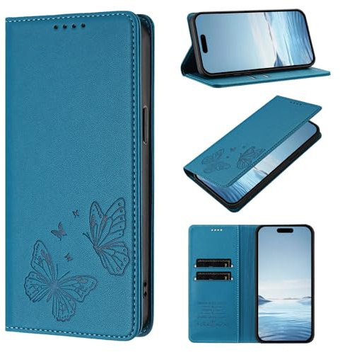 Funda para Motorola Moto Edge 40 Neo Case, Cierre Magnético Función Soporte Bloqueo RFID Flip Billetera de Cuero PU Carcasa Móvil para Motorola Moto Edge 40 Neo, Azul