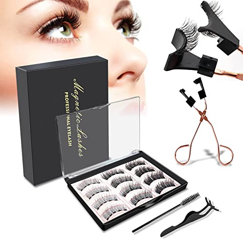 Magnetiska ögonfransar, magnetiska ögonfransar utan eyeliner, 3D falska magnetiska ögonfransar naturligt utseende, återanvändbara konstgjorda magnetiska ögonfransar, magnetiska ögonfransar set med