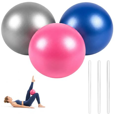 GYTFOG 3Pcs Pilates Ball, Small Pilates Ball for Yoga and Exercise | Mini Yoga Balls with Air Tubes, Soft Pilates Balls for Yoga, Pilates, Core Training, Physical Therapy and Balance