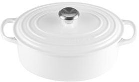 Le Creuset LS2502-2316SS - Horno de hierro fundido esmaltado (2 3/4 qt, ovalado), color blanco