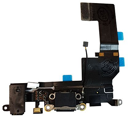 Smartex® Charging Port Flex cable compatible with iPhone SE Black – Dock Connector with built in Microphone, Home button, Loudspeaker, Antenna