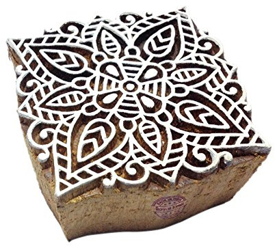 Designer Quadrat Mandala Design Holz Drucken Textil Stempel - DIY Henna Stoff Textil Papier Ton Keramik Blocke Druck Stempel