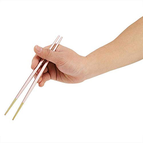 Juego de palillos de acero inoxidable para sushi japonés, color dorado