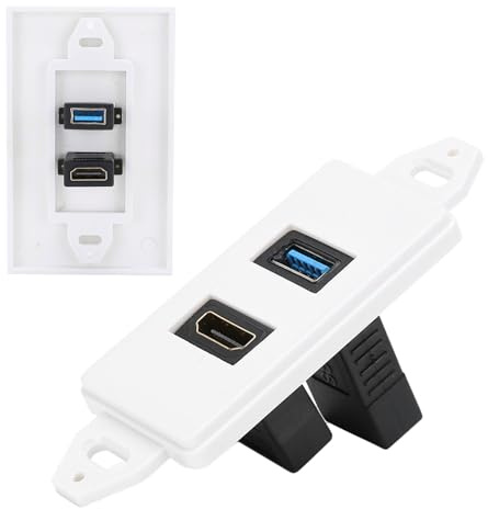 HDMI- und USB-3.0-Buchse, Wandhalterung HDMI1.4-Ladegerät-Steckdose Haupttafel-Buchsenabdeckung, Audio-Video-Buchse Weiß