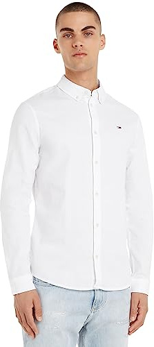 Tommy Jeans Tjm Slim Stretch Oxford Shirt Dm0dm09594, Camicia Uomo, Bianco (White), XL