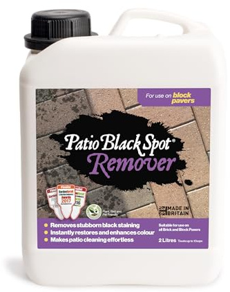 Patio Black Spot Remover for Block Paving, Bricks & Walls – Patio Cleaner Safely Removes Black Lichen, White Fungi, Green and Red Algae – Driveway Cleaner, Restore Natural Colour – Biodegradable - 2 L