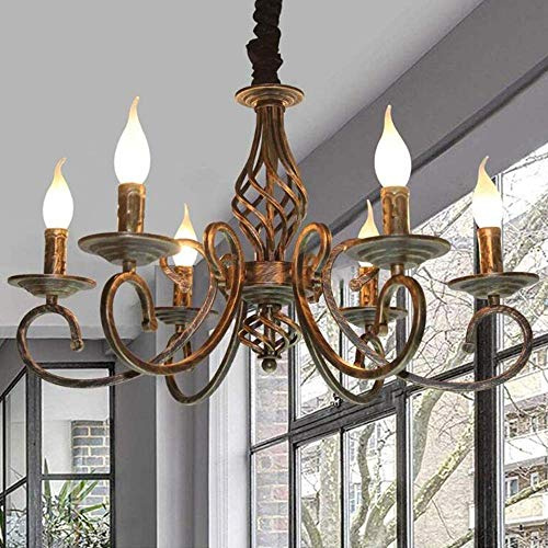 Pendelleuchte Antik Bronze Kronleuchter E14 Industrie Retro Metall Hängeleuchte Höhenverstellbar Kerze Kristall Deckenleuchte Klassisch Schwarz Hängelampe Für Wohnzimmer Esszimmer Schlafzimmer,A