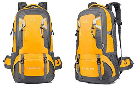SMGZC Trekkingrucksack Wanderrucksack 40L/60L Liter für Damen & Herren wasserdicht Sportrucksack Ergonomisches Design Professionell zum Wandern, Klettern, Reisen, Camping (L,Yellow)