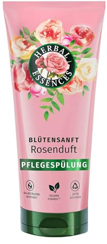 Herbal Essences Après-shampoing doux aux fleurs - Parfum rose - 250 ml - Des cheveux ternes aux cheveux soyeux et brillants - Avec essence de rose - Ingrédients d'origine naturelle - Végétalien