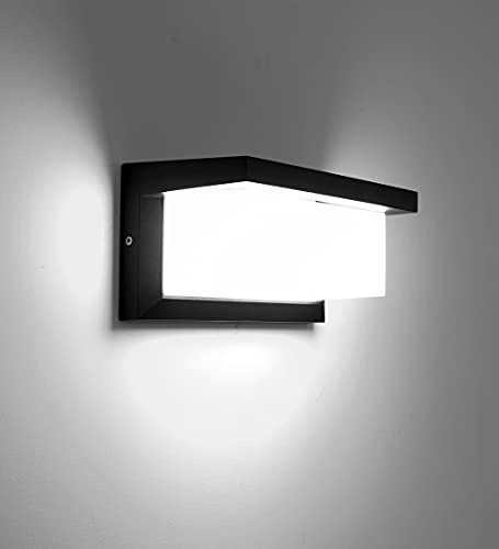 ZYI Modern Outdoor Wall Lights,18W LED Wall Sconce Light Fixtures, Wall Mounted Lamps,Aluminum Matte Black House Light,IP65 Waterproof for Courtyard, Garage, Terrace, Porch, Stairs, White 6500K…
