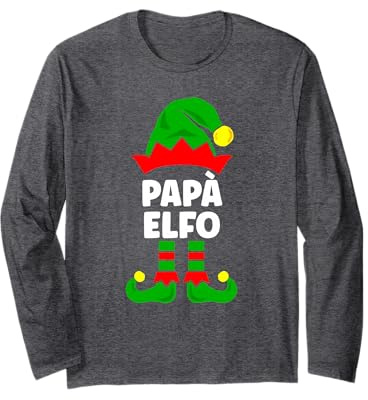 Papà Elfo Natale Maglione Famiglia Divertente Natalizia Elf Maglia a Manica