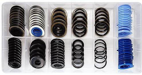 Dsnaduo 100Pcs 12 Types Metal Rubber Master Oil Drain Plug Gasket Assortment Kit Replace 097-021, 097-025, 097-035, 55196309, 097-116, 097-119, 097-115, 097-139, 097-146