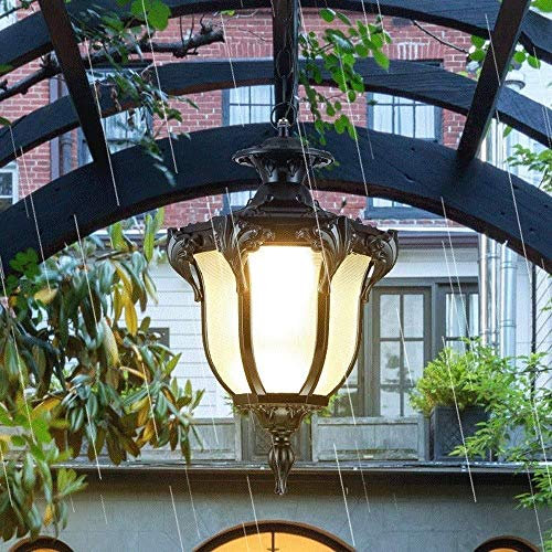 WFZRXFC IP54 Rétro Plafond Suspension Lampe Village Américain Antique Vintage Extérieur Jardin Suspension Luminaire Étanche Lanterne en Verre E27 Pavillon Patio Porche Lustre Luminaire