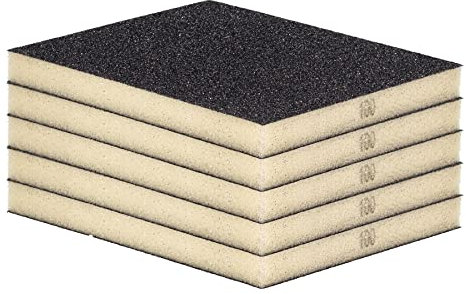 Schleifschwamm Schleifmatte 5 Stück MITTEL Körnung K100 Handschleifer für Holz Lack Metall, Nass- und Trockenschleifen, Schleifklotz, Schleifblock