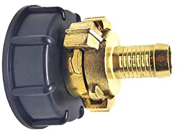 OrangeClub IBC Container ZubehörAdapter Kappe Deckel mit Messing Kugelhahn mit Hebelgriff mit Innengewinde mit Messing Schnellkupplung System 3/4 Zoll (20mm Kupplung)