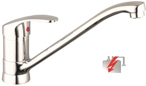 SCHÜTTE CELLINO 35490 Rubinetto da cucina a bassa pressione girevole a 360°, rubinetto da cucina con funzione anti-ritorno, miscelatore con miscelatore monocomando, rubinetto per lavello, cromato