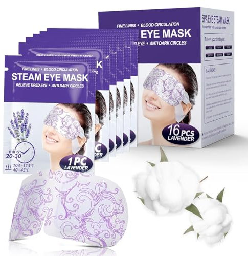 BeMyLady Augenmaske Wärmend 16Pcs Dampf Augen Maske Schlafmaske Wärmebrille für Augenermüdung Augenringe, Migräne, lidrandpflege, Entspannung für die Augen und den Kärper(Lavendel)