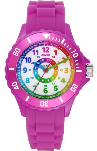 Honey's Heaven Kinder Armbanduhr Jungen und Mädchen - süße Quarzuhr mit modischem Silikon-Armband und Lern-Ziffernblatt - Lernuhr analog, einfach zu lesen, zum Uhrzeit Lernen (violett)
