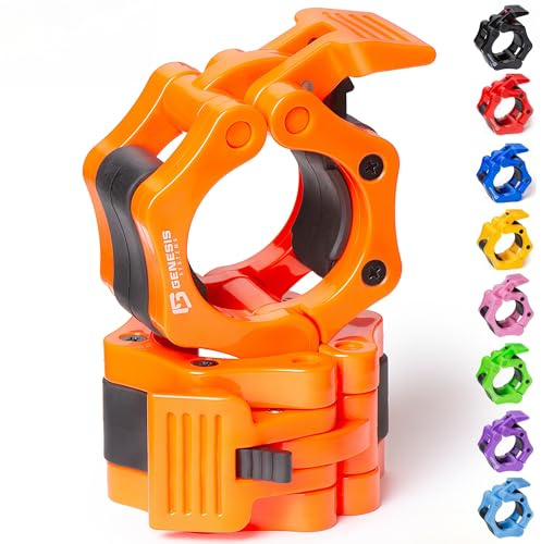 GENESIS SYSTEMS Olympic Barbell Clips 2 Inch Barbell Clamps Bar Collars Weight Quick Release - for Weightlifting