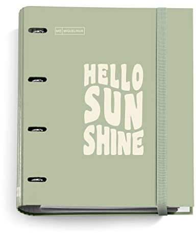 Miquelrius - Carpebloc Messages, Classeur 4 Anneaux + Recharge 100 Feuilles de 90 g/m², A4 avec Grille 5 mm, Intercalaires et Enveloppe, Fermeture Caoutchouc, Couleur Vert Sauge