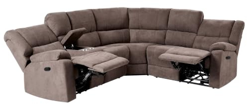 5-Personen Ecksofa Stoffbezug beige taupe Getränkehalter verstellbar Rokke