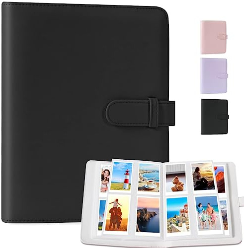 Fotoalbum mit 128 Taschen, Passend Für Fujifilm Instax Mini 9 Mini 8 / Mini 90 / Mini 25 / Mini 11 / Mini 12 / Mini Link Drucker, Polaroid Snap PIC-300, Kodak Mini 3 - Zoll (Schwarz)