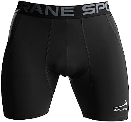Rane Sports Herren Funktion Kompression Shorts, Schnelltrocknendes Baselayer Unterhose Tights Kurz, Atmungsaktive Laufhose mit Seitentaschen Tights Schwarz L