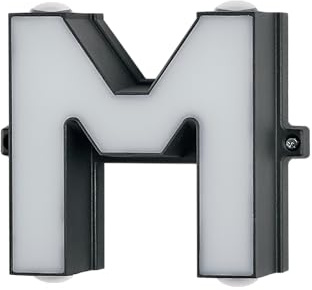 JANDEI – Buchstaben mit LED-Lichtern, Wandleuchten mit 3000 K Warmem Lichtton, IP54 für Innen- und Außendekoration, aus Schwarzem Aluminium. Maße: 13 cm x 5,5 cm (M)
