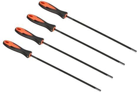 PATIKIL Chainsaw Chain Sharpening File, 4 Pack 3/16-Inch (4.8 Mm) Round Chain Saw Sharpener File with Plastic Handle for Chainsaw, Red Black