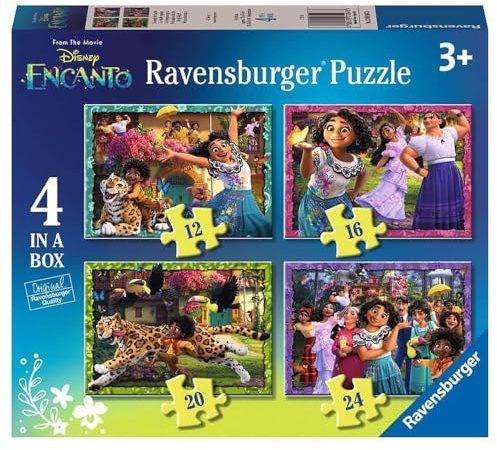 Ravensburger - 3 Jahre alte Puzzles 4 in Einer Box, Encanto - 3-Jahres-Puzzle, Disney-Kollektion, beinhaltet 4 Puzzles 12-16-20-24 Progressive Teile, Lernspiele, Geschenkideen